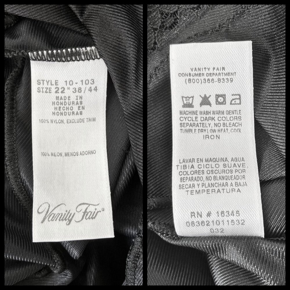 Vintage Black Satin Lingerie Slip Dress Lace Trim Chemise. M/L 22. Boho Coquette - Picture 11 of 12